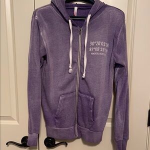 Purple Zip-Up Hoodie with Coordinates Print